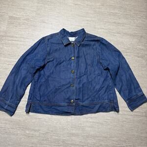 Click Color Me Cotton Chambray Denim Button Up Shirt USA L Tencel Blue Wash